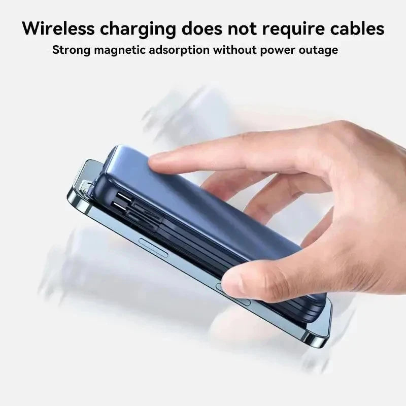 50,000mAh Magnetic Power Bank with Wireless Charging & Built-In Cable for iPhone (MagSafe Compatible)