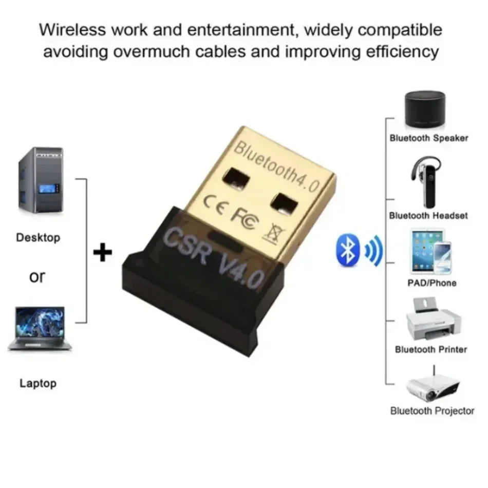 USB Bluetooth 5.3 Adapter & Audio Transmitter/Receiver Dongle for PC & Laptop (Backwards Compatible)