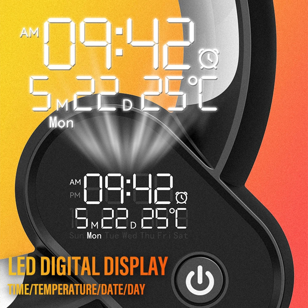 LED Smart Sunrise Alarm Clock with Bluetooth Speaker, White Noise, and App Remote Control – Wake-Up Night Light & Bedside Sleep Companion