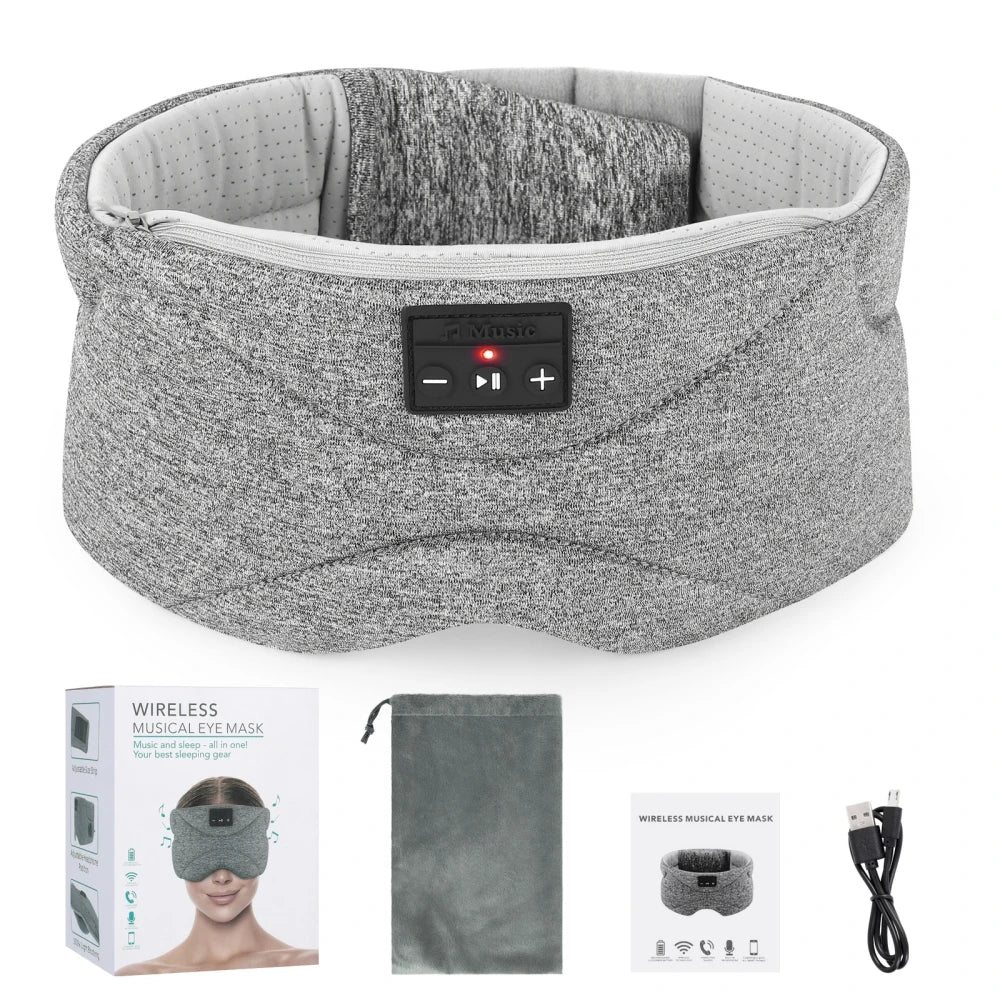 Bluetooth 5.0 Sleep Headphones with Soft Eye Mask & Built-In Speakers – Wireless Music Headset for Men & Women with Insomnia