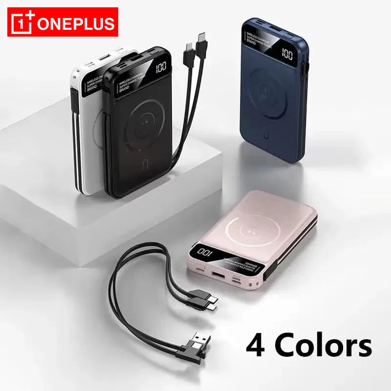 50,000mAh Magnetic Power Bank with Wireless Charging & Built-In Cable for iPhone (MagSafe Compatible)