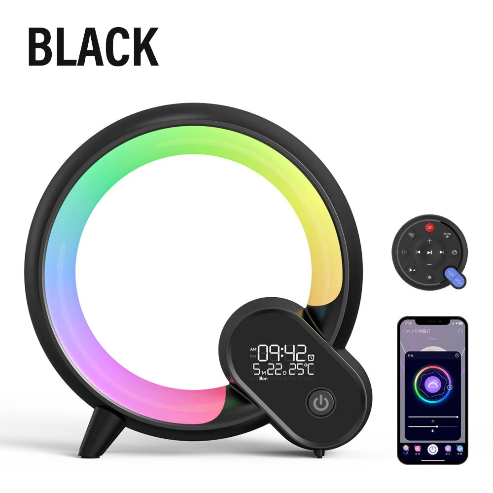 LED Smart Sunrise Alarm Clock with Bluetooth Speaker, White Noise, and App Remote Control – Wake-Up Night Light & Bedside Sleep Companion