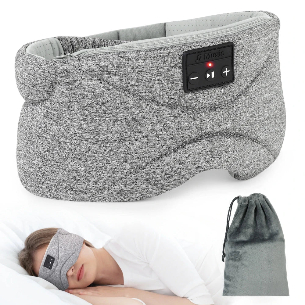 Bluetooth 5.0 Sleep Headphones with Soft Eye Mask & Built-In Speakers – Wireless Music Headset for Men & Women with Insomnia
