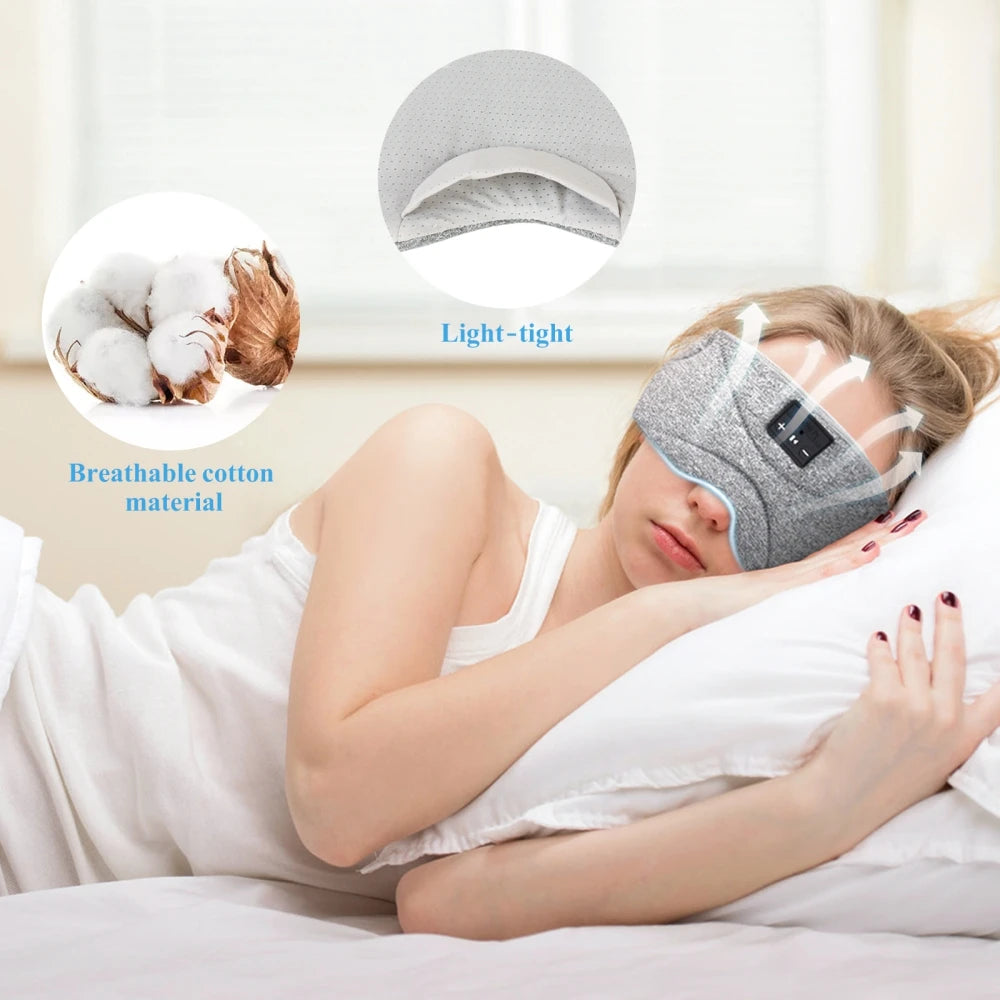 Bluetooth 5.0 Sleep Headphones with Soft Eye Mask & Built-In Speakers – Wireless Music Headset for Men & Women with Insomnia