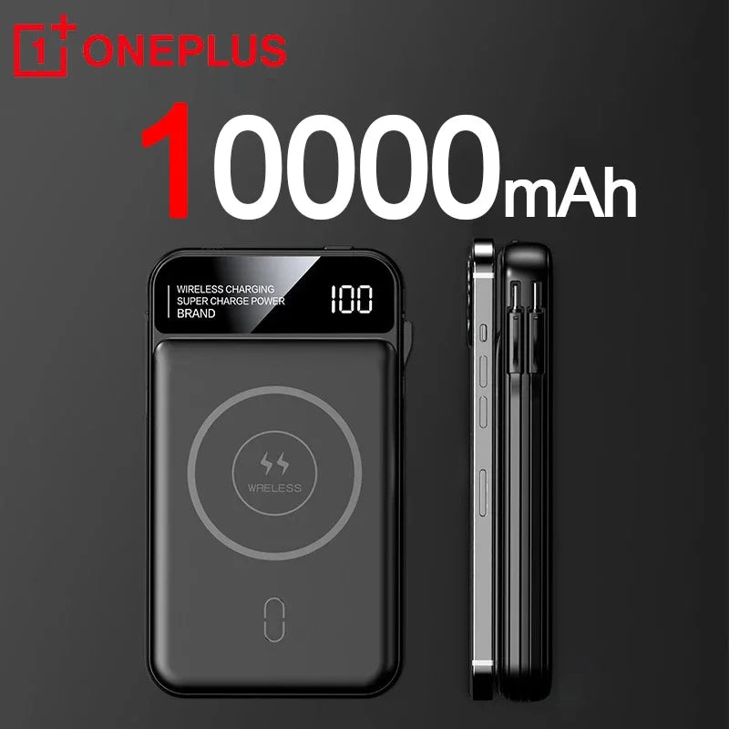 50,000mAh Magnetic Power Bank with Wireless Charging & Built-In Cable for iPhone (MagSafe Compatible)