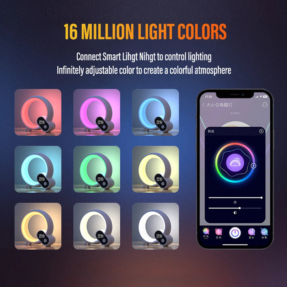 LED Smart Sunrise Alarm Clock with Bluetooth Speaker, White Noise, and App Remote Control – Wake-Up Night Light & Bedside Sleep Companion