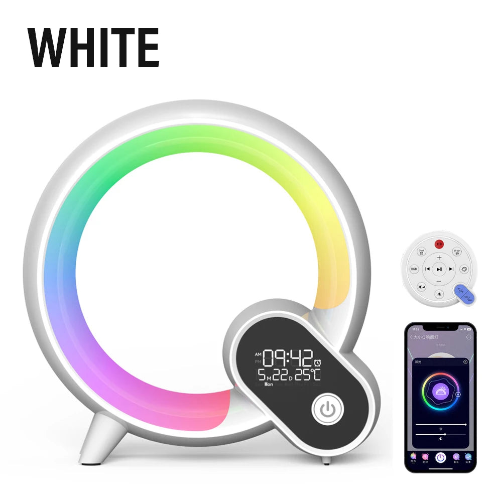 LED Smart Sunrise Alarm Clock with Bluetooth Speaker, White Noise, and App Remote Control – Wake-Up Night Light & Bedside Sleep Companion