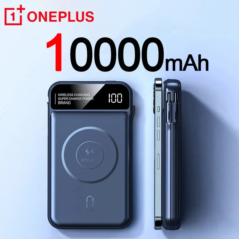 50,000mAh Magnetic Power Bank with Wireless Charging & Built-In Cable for iPhone (MagSafe Compatible)
