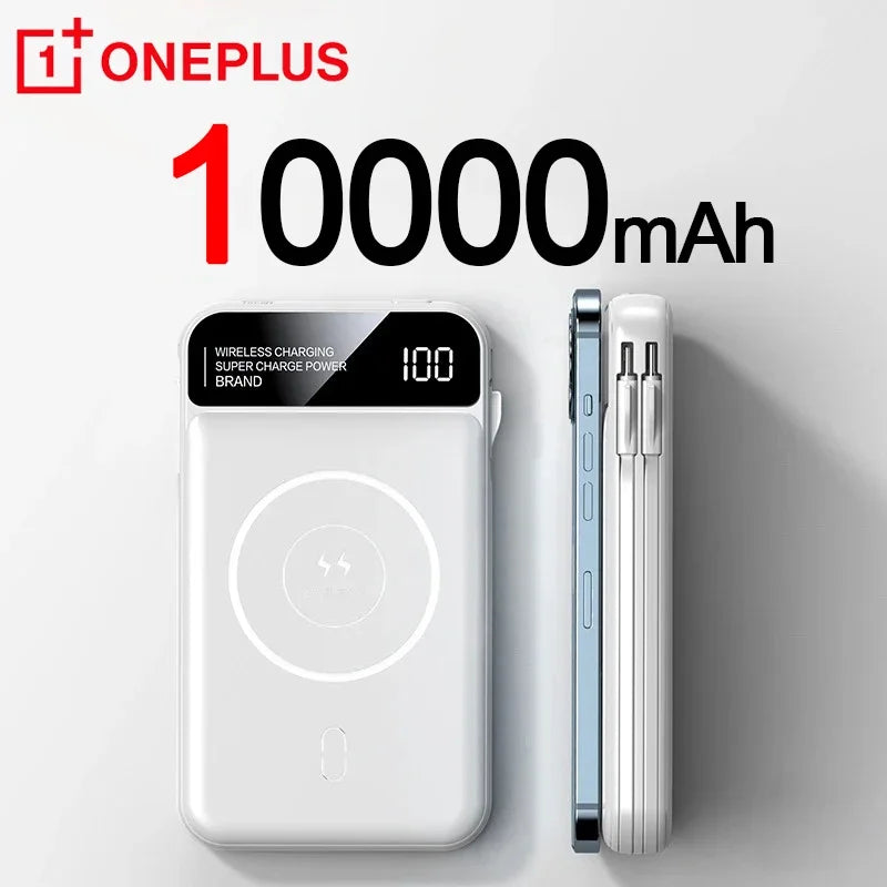 50,000mAh Magnetic Power Bank with Wireless Charging & Built-In Cable for iPhone (MagSafe Compatible)