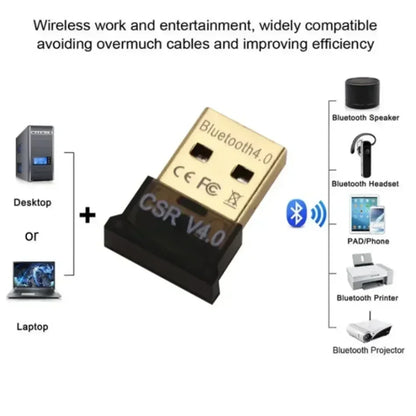 USB Bluetooth 5.3 Adapter & Audio Transmitter/Receiver Dongle for PC & Laptop (Backwards Compatible)