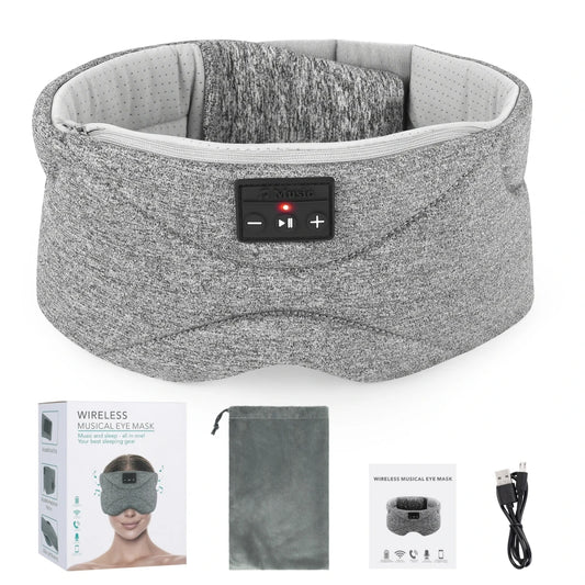 Bluetooth 5.0 Sleep Headphones with Soft Eye Mask & Built-In Speakers – Wireless Music Headset for Men & Women with Insomnia