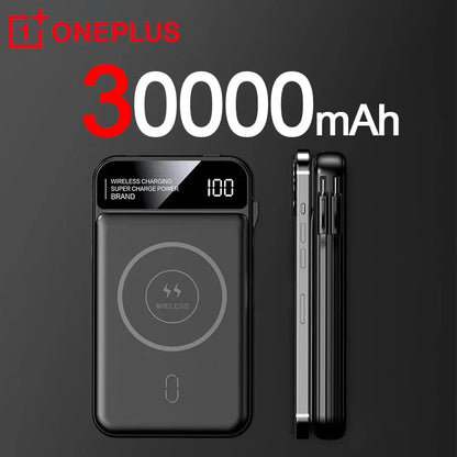 50,000mAh Magnetic Power Bank with Wireless Charging & Built-In Cable for iPhone (MagSafe Compatible)