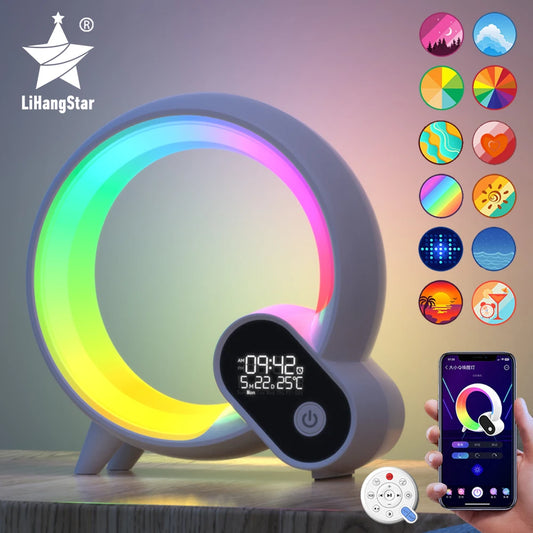 LED Smart Sunrise Alarm Clock with Bluetooth Speaker, White Noise, and App Remote Control – Wake-Up Night Light & Bedside Sleep Companion